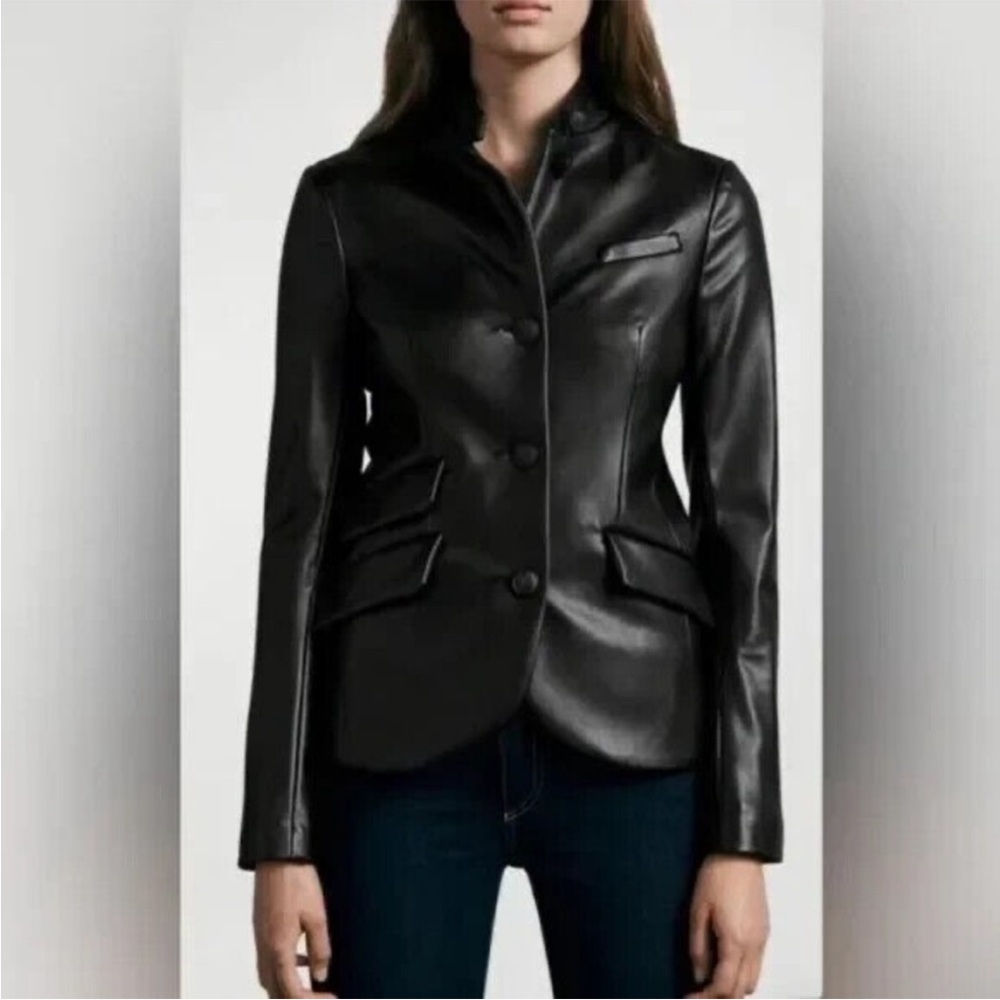 Rag & Bone Leather Slade Faux Leather Blazer SZ 4